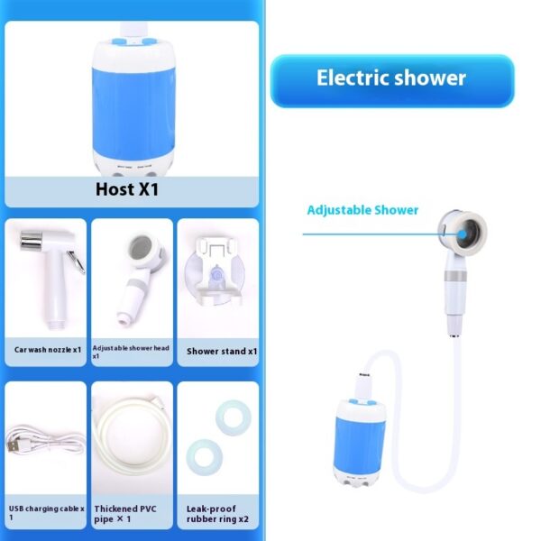 Outdoor Camping Shower Portable Electric Shower Gadgets Waterproof 5000mAh Rechargeable Battery Powered For Hiking Traveling - Image 7